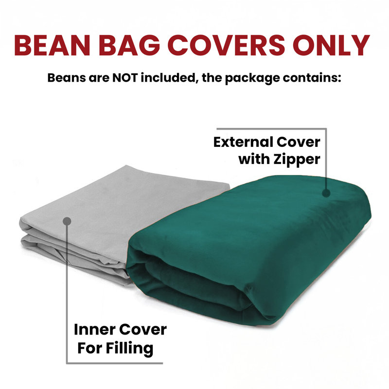 Extra Large Origami Velvet Bean Bag Cover - 55" X 42" - Green, Green Polyester
