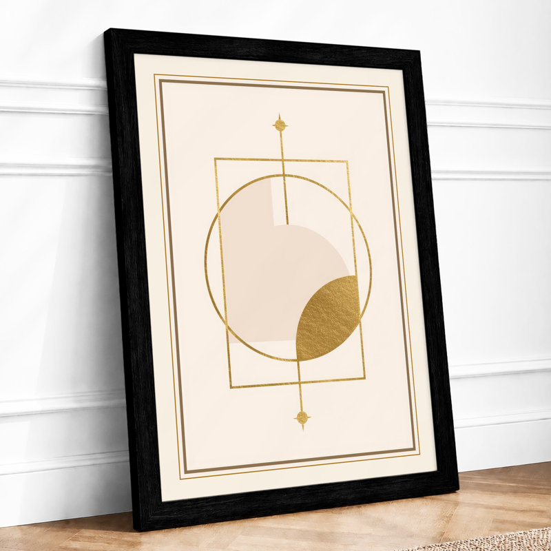 Golden Geometry Minimalist - Framed Print, A4 - 29.7 x 21.0 cm, Black