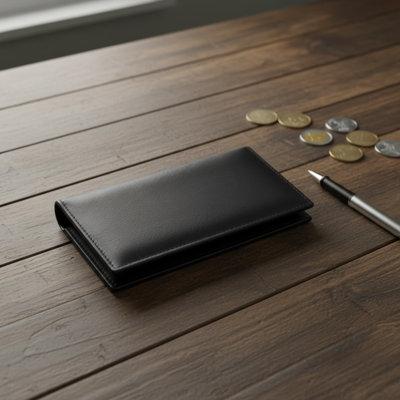 Leather Checkbook Cover - Black
