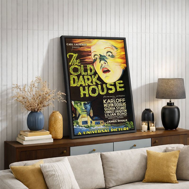 The Old Dark House Classic Horror Movie Poster Artwork, Vintage Film Art Pictures, Framed Canvas Giclee Print Wall Art