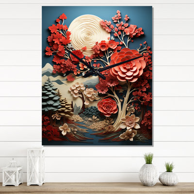 Crystina - Tree Redwood Modern Wall Clock