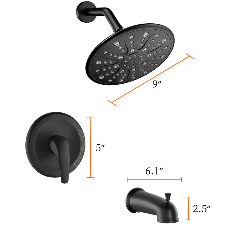 All-In-One Kit with Rough in-Valve, Matte Black