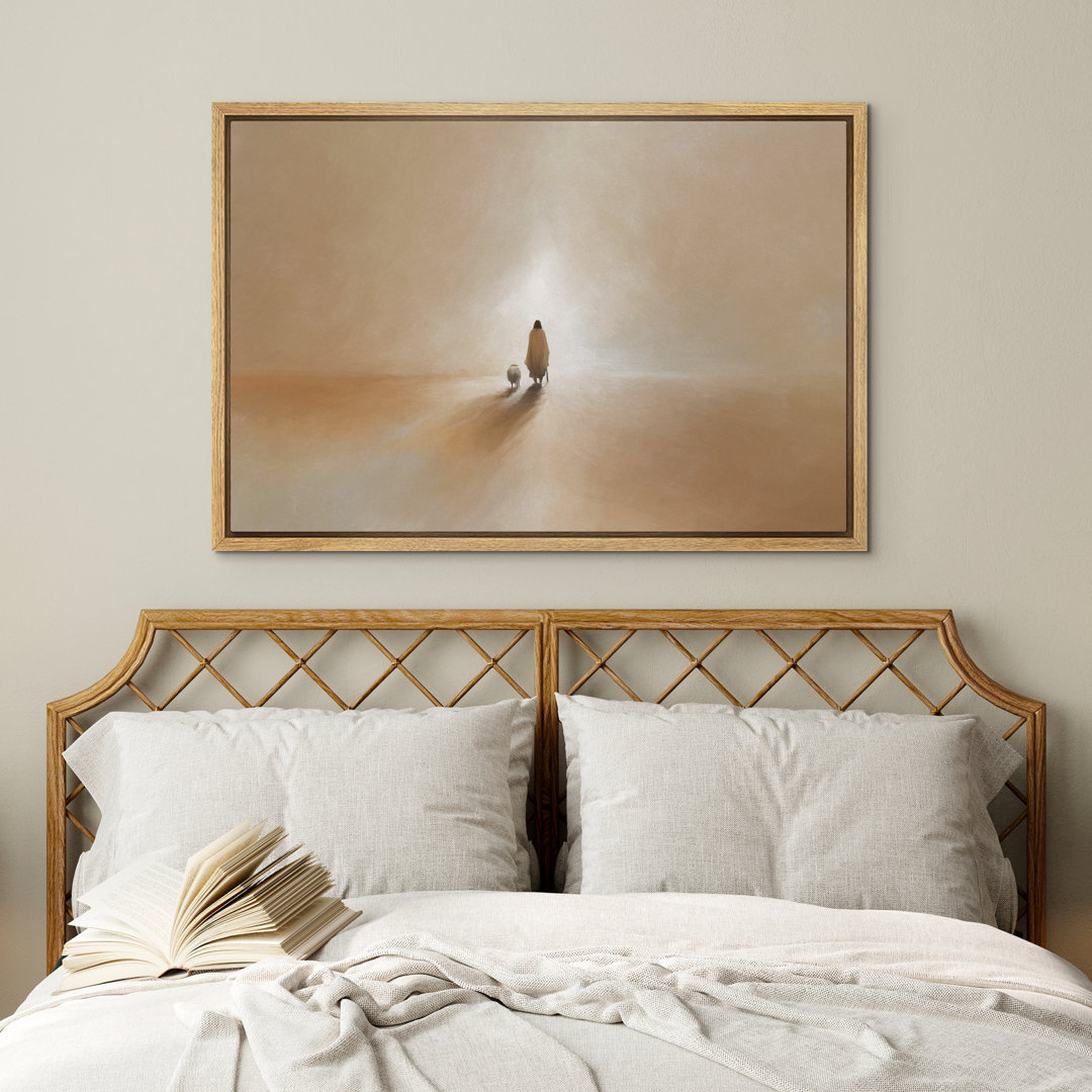 Jesus Christ And The Lost Lamb Brown Color Illustrations Religious Christian Artwork wall26 Frame