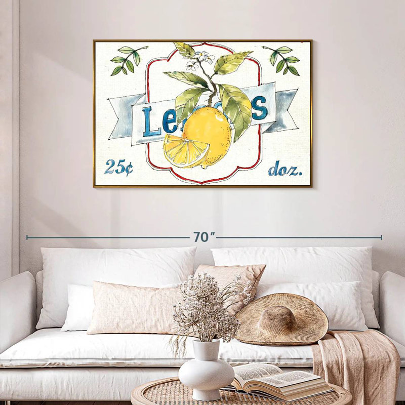 Plaque murale Fruit Stand II, Cadre flottant doré, 43 po x 29 po
