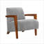 Fauteuil d'appoint ultra-moderne gris clair pour adultes, siège en mousse de tissu à structure en bois massif, mobilier de salon, 1 pièce
