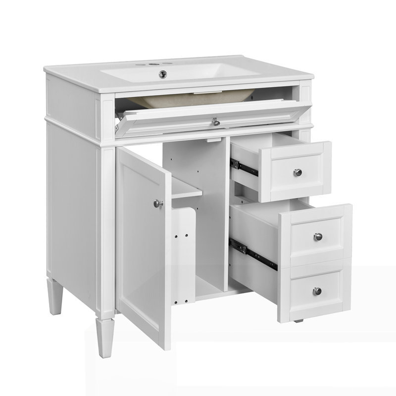 Meuble-lavabo de 30 po avec lavabo supérieur, Blanc