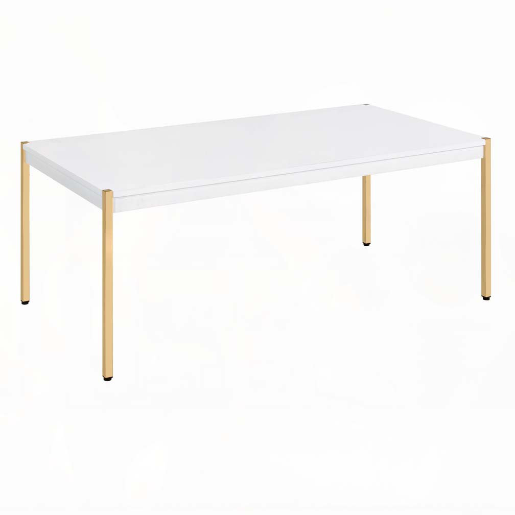 Mercer41 White and Gold Rectangle Coffee Table | Wayfair