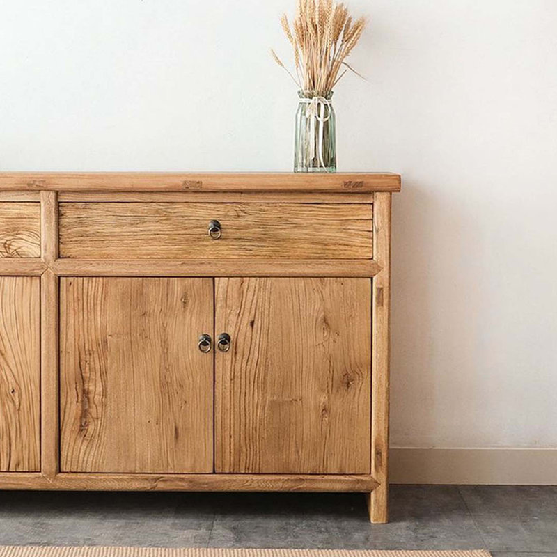 Chinese-Style Retro Walnut Storage Side Cabinet