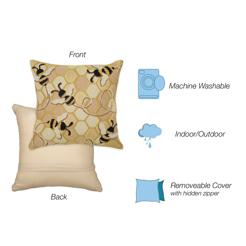 Honeycomb Beige and Black Round Indoor/Outdoor Pillow