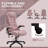 6 Point Vibrating Massage Office Chair With Heat, Velvet High Back Executive Office Chair With Reclining Backrest, Padded Armrests And Remote, Pink