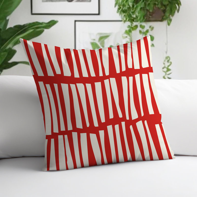 Coussin décoratif réversible Clayton, H 17 po x l 17 po, Rouge, blanc cassé