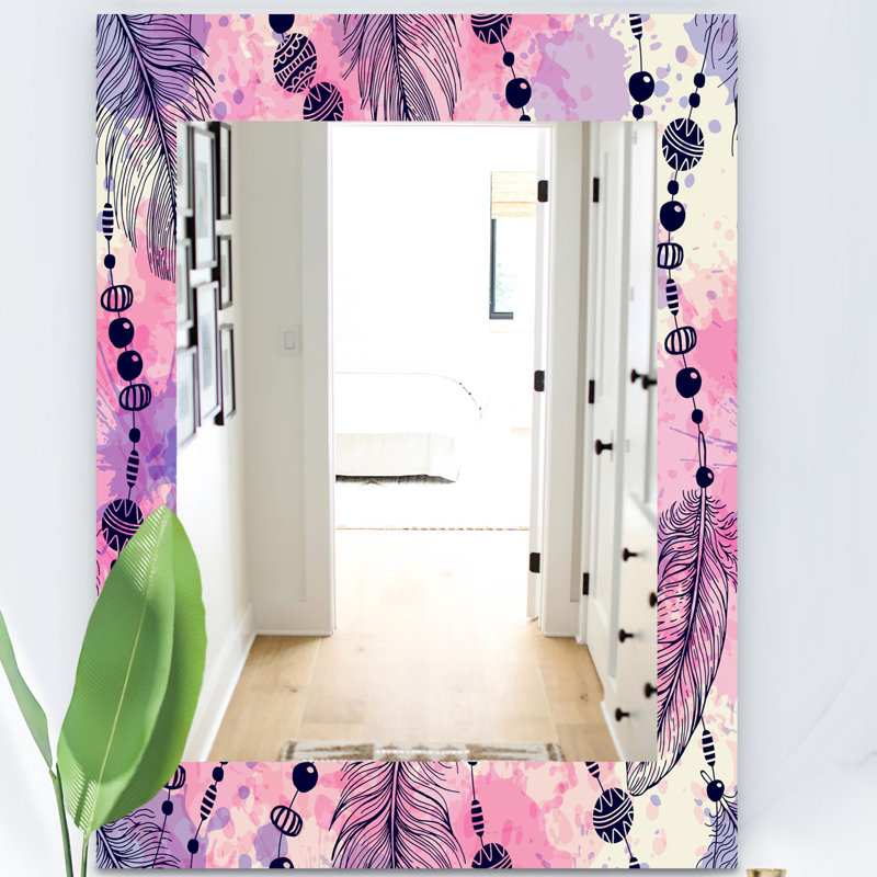 Miroir décoratif plumes éclectique, H 24 po x l 32 po