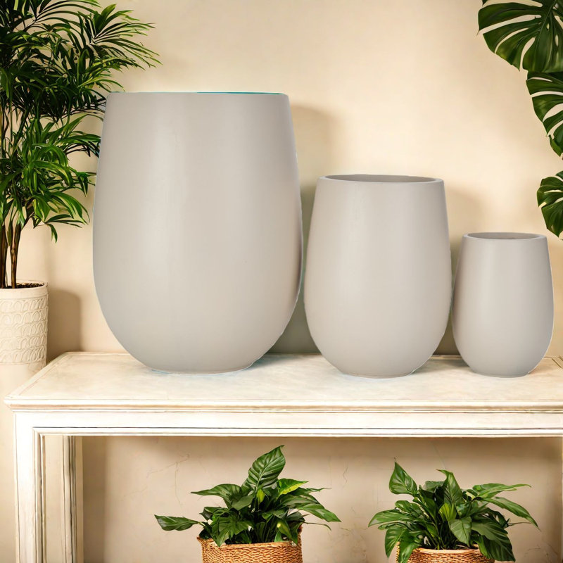 Ensemble de pots à fleurs en oxyde de magnésium durable, style moderne pour patio et intérieur