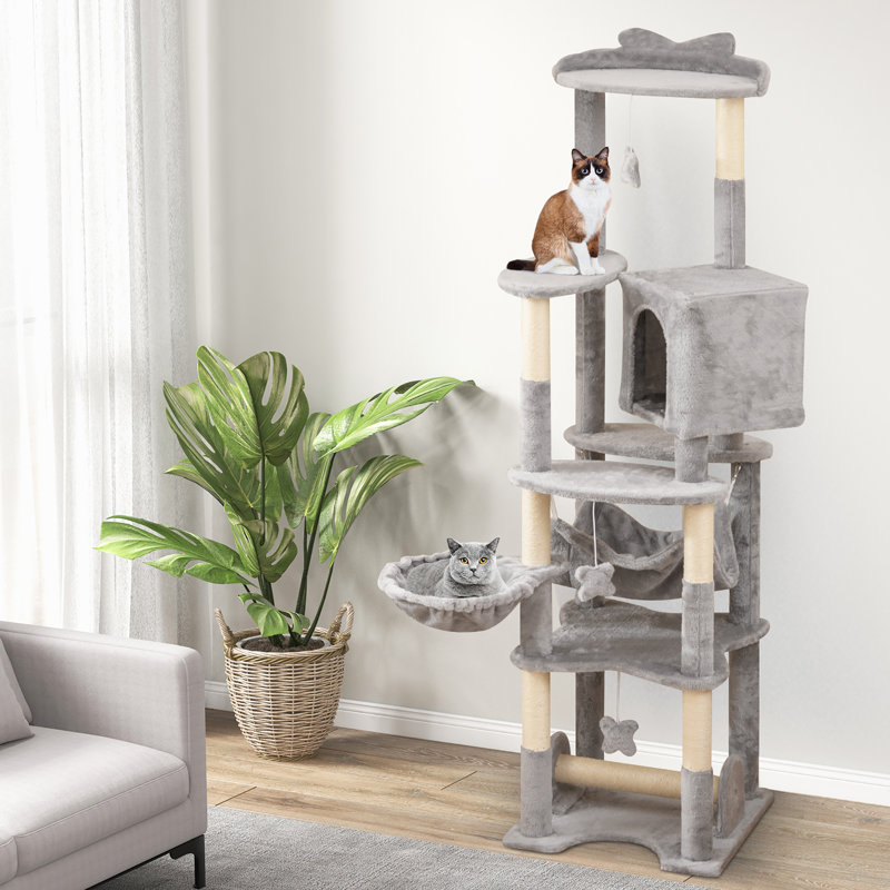  Arbre à chat de 69 po de hauteur avec perchoir confortable