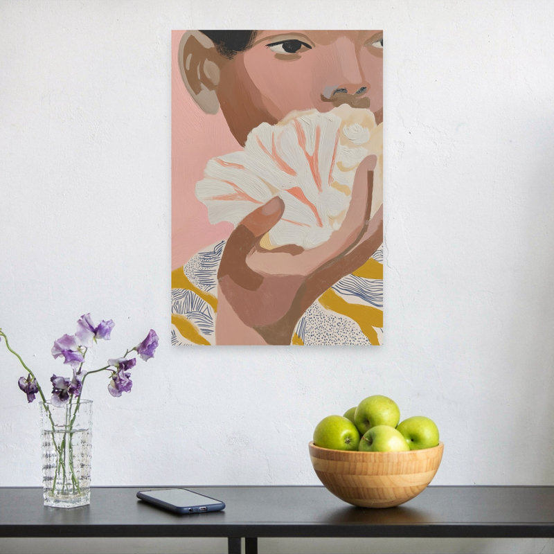 Curious Shell Moment Delicate Modern Organic Ocean Portrait Wall Art Print by Mathieu - Wrapped Canvas Print