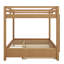 Lit superposé en bois grand et grand avec échelle et lit supplémentaire escamotable, conception en bois massif rustique-661321558