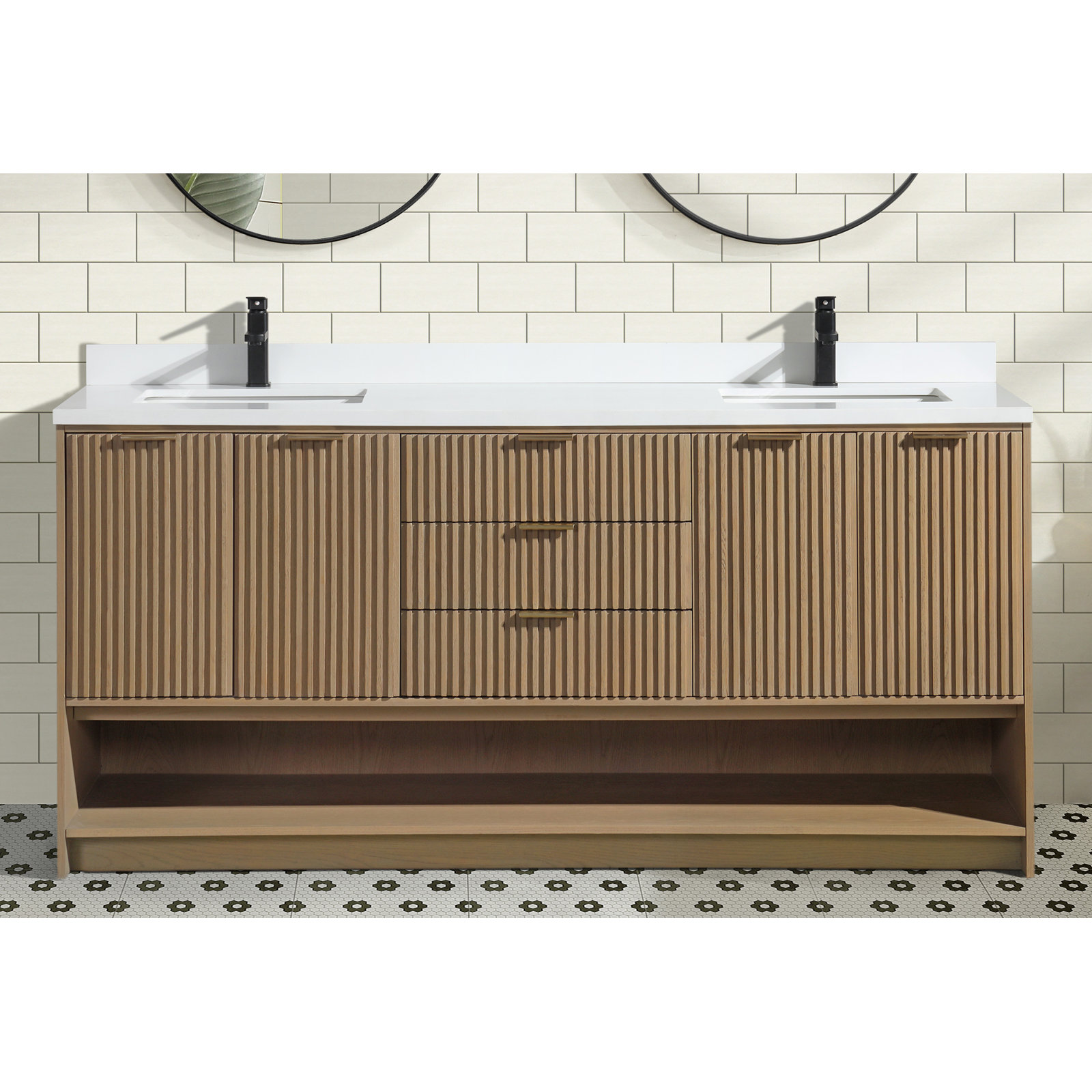 Anelie 72" Freestanding Bathroom Vanity Oak