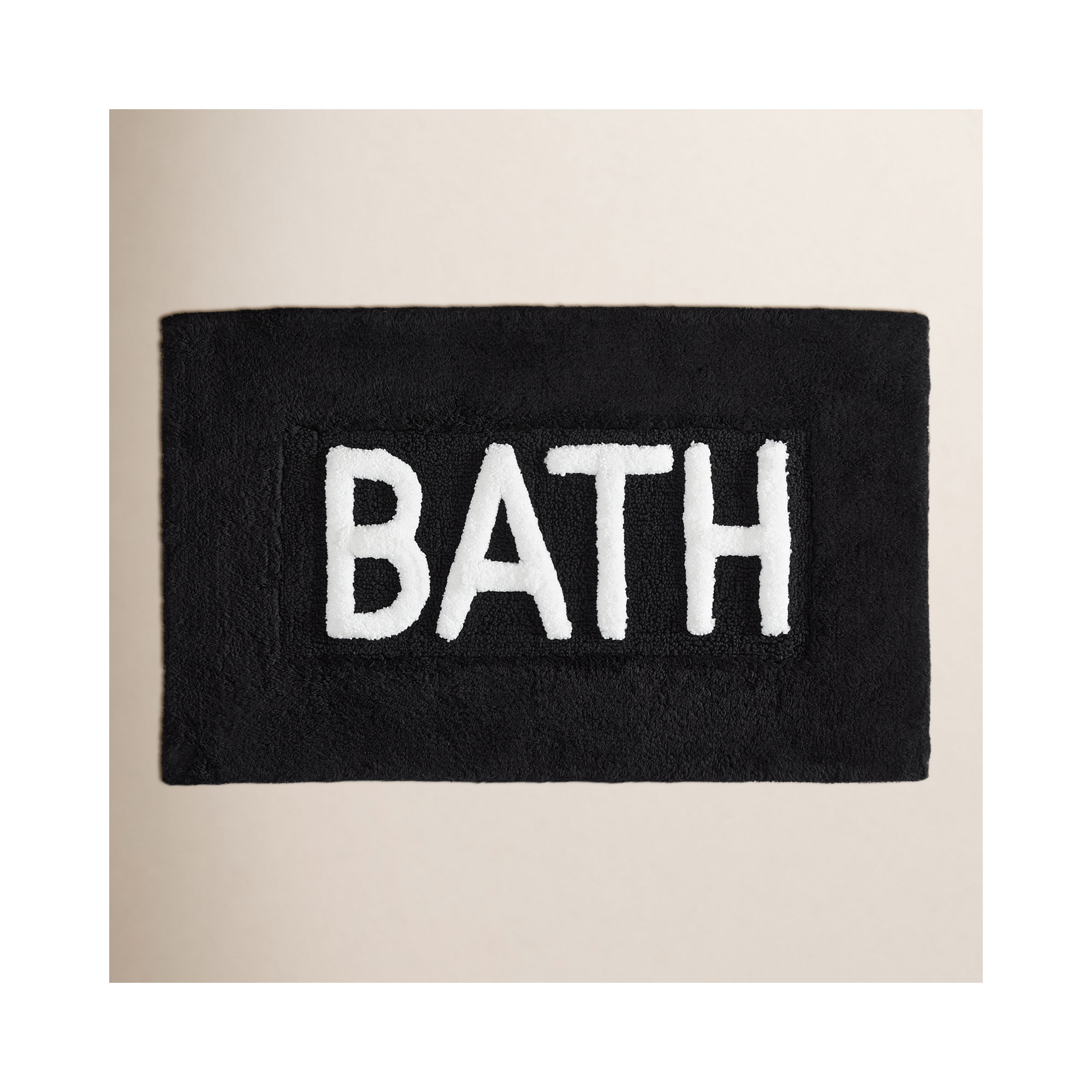 Cotton Blend Non-Slip Bath Rug, Black