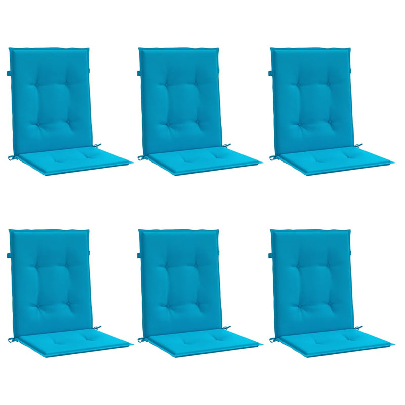 Coussin de chaise de patio à dossier bas 6 pièces 39,4 x 19,7 x 1,2 po, Bleu