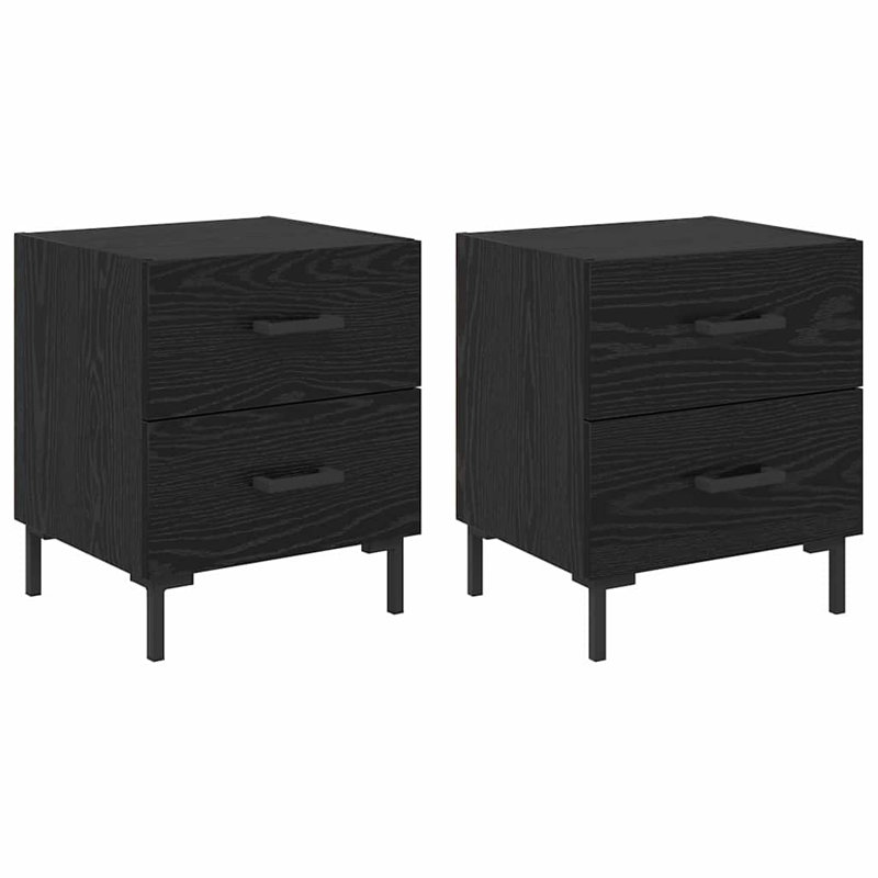 40cm W Manufactured Wood Bedside Table, Black Oak
