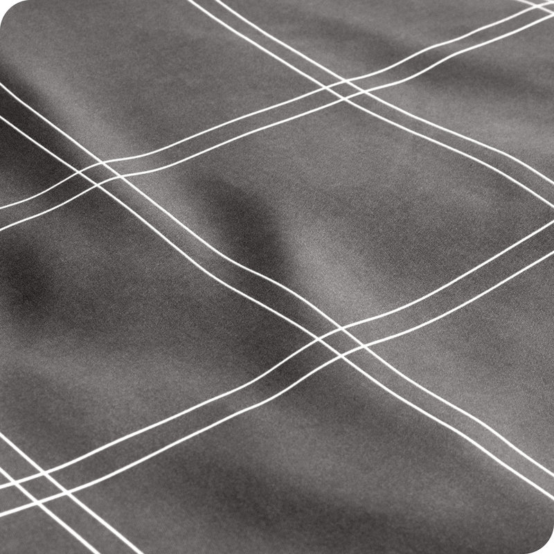 Microfiber Plaid Flat Sheet, Twin Flat Sheet, Gray Plaid