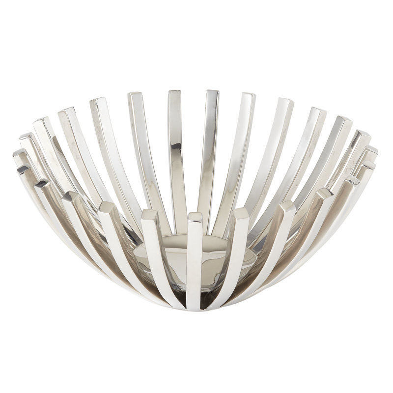 Bol décoratif en acier inoxydable Dreshertown, H 4,5 po x l 10 po x P 13,5 po