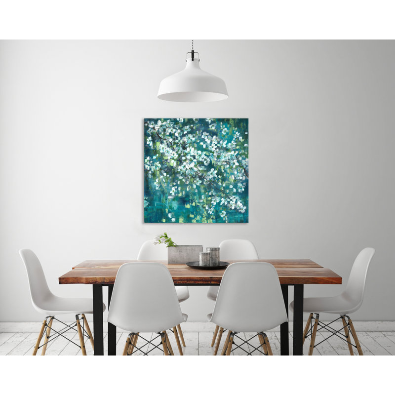 Teal Blossoms III 1 Piece Wrapped Canvas Wall Art, 121.92cm H x 121.92cm W
