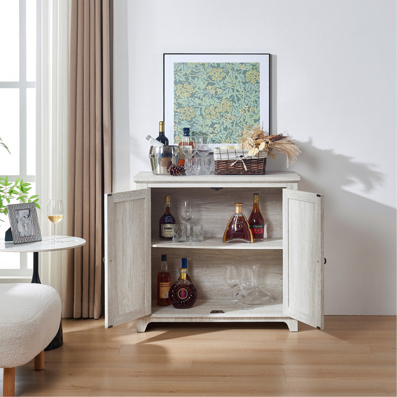Meuble de rangement d'appoint autoportant, buffet en MDF, portes sculptées en miroir acrylique, étagère réglable, grand plateau, sangles anti-basculement, montage facile pour salon, entrée ou cuisine