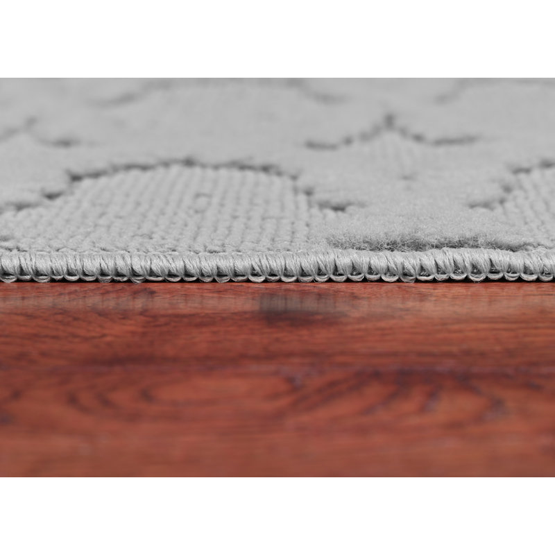Togut Non-Slip Polypropylene Silver Area Rug, Runner 3' x 8'