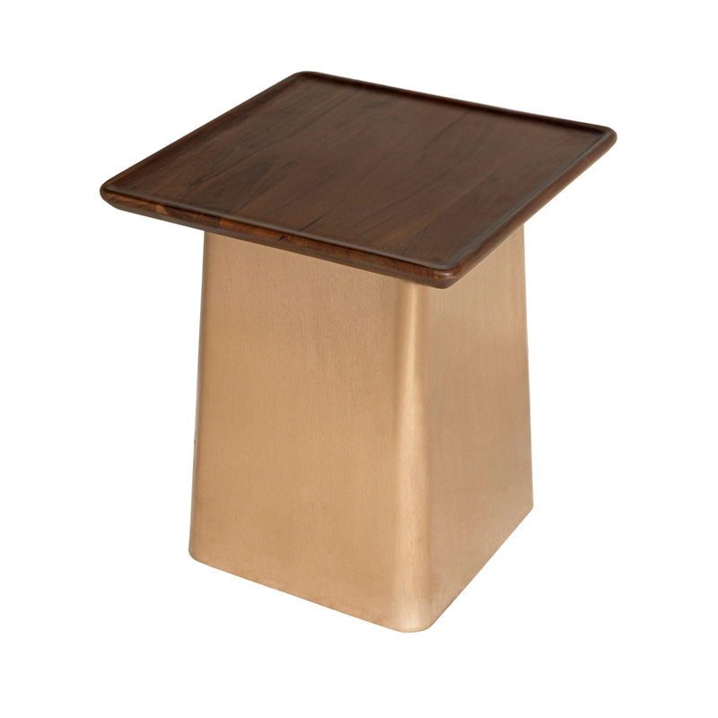 Safreen 18'' Tall Solid Wood Tray Top Block End Table