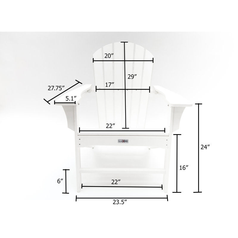 LuXeo Hampton Poly Plastic Adirondack Chair, White
