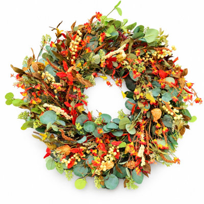 24 " Handmade Eucalyptus and Berry Foam and Paper Wreath