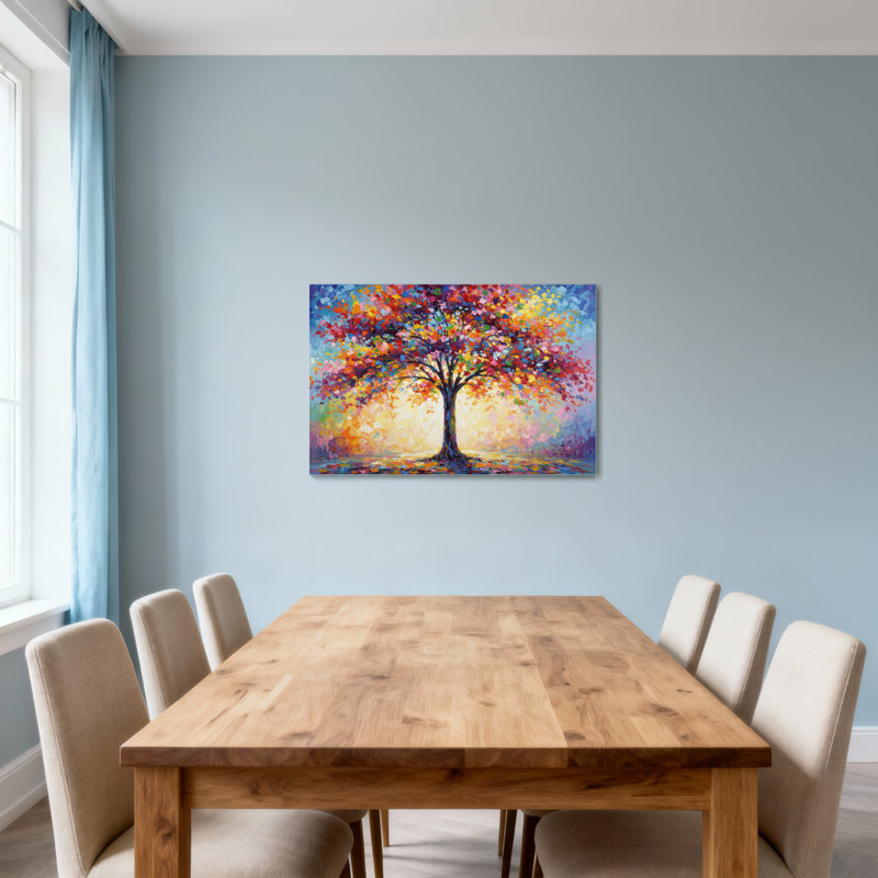 Paysage et nature, arbre coloré, peinture d'automne, H 20 po x l 30 po