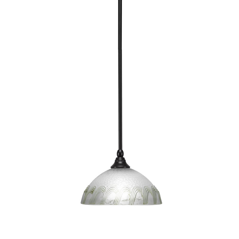 Mini-luminaire suspendu à tige, Noir mat, Blanc/vert