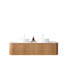 Meuble-lavabo double 60 po avec lavabos en céramique aspect pierre, façades de tiroir cannelées et plateau en marbre artificiel 60 po-972986699