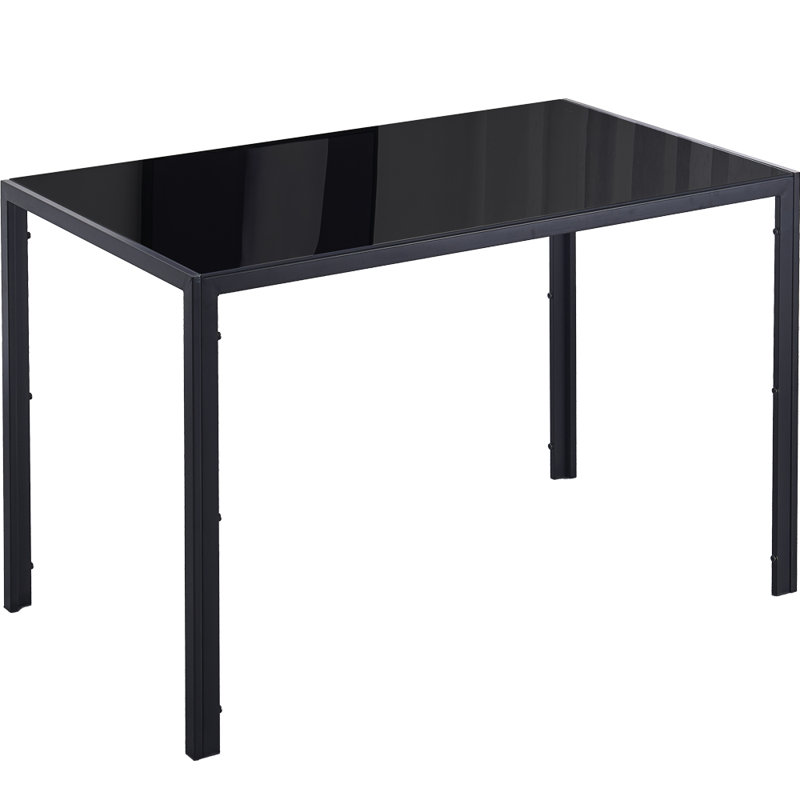 Glass Top Metal Base Dining Table, Black