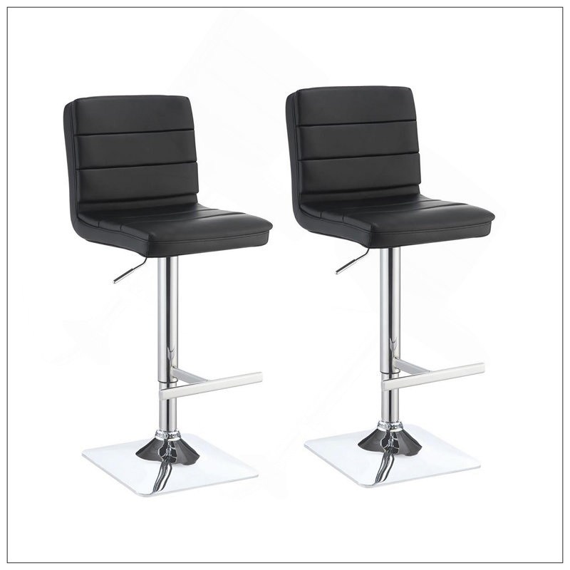 Ensemble de tabourets de bar réglables noirs et chromés, confortables et élégants pour les cuisines et les bars modernes