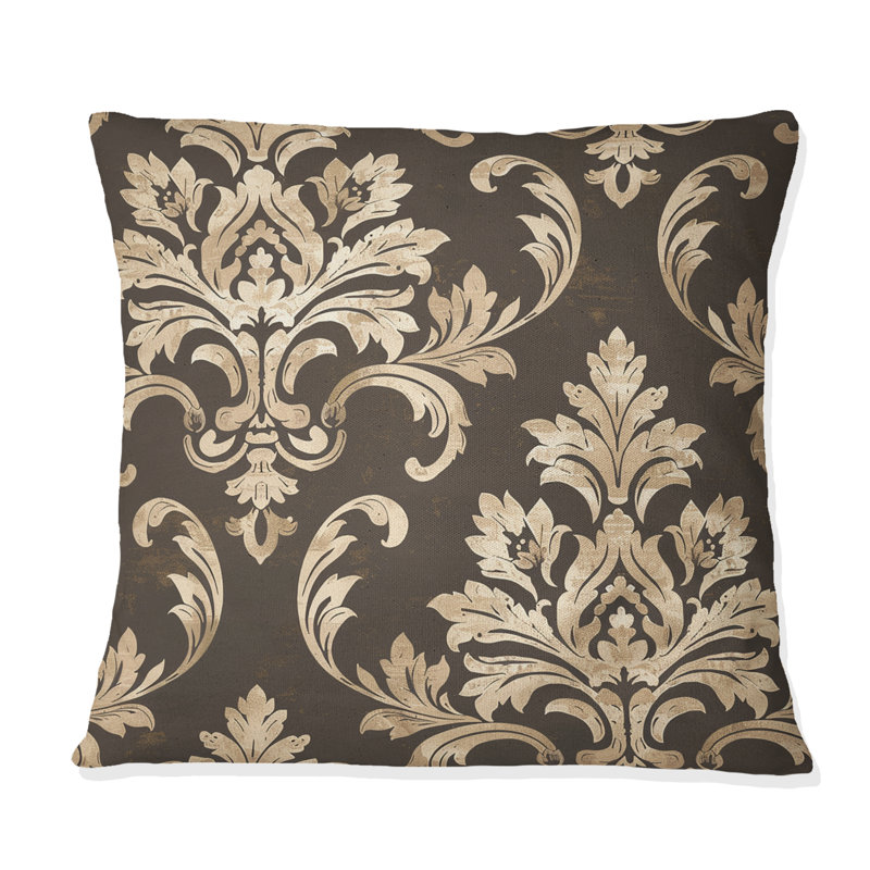Coussin décoratif damassé Glam Patten II - Glam, H 16 po x l 16 po, Brun