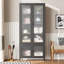 Grande armoire de rangement en métal avec 4 portes en verre et 5 tablettes, parfaite pour organiser et exposer vos objets de valeur