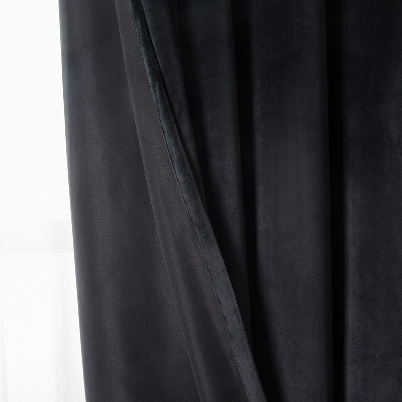 Stockholm Heavy Crushed Velvet Eyelet Sheer Curtains, Width 228 x Drop 228 cm, Black