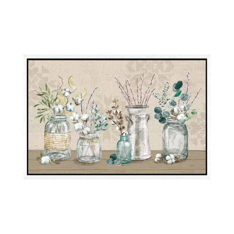 Cotton Bouquet I by Mary Urban - Print on Canvas, White Framed, 66.04 cm H x 45.72 cm W
