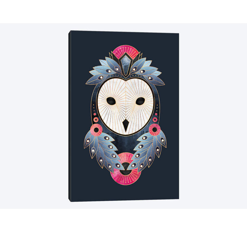 « hibou i », impression sur toile, H 18 po x l 12 po x P 1,5 po, Toile tendue, Pas de tapis