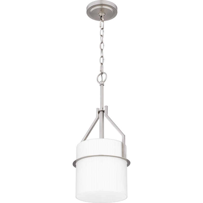 Luminaire suspendu cylindrique à 1 lumière Fosco, Nickel brossé