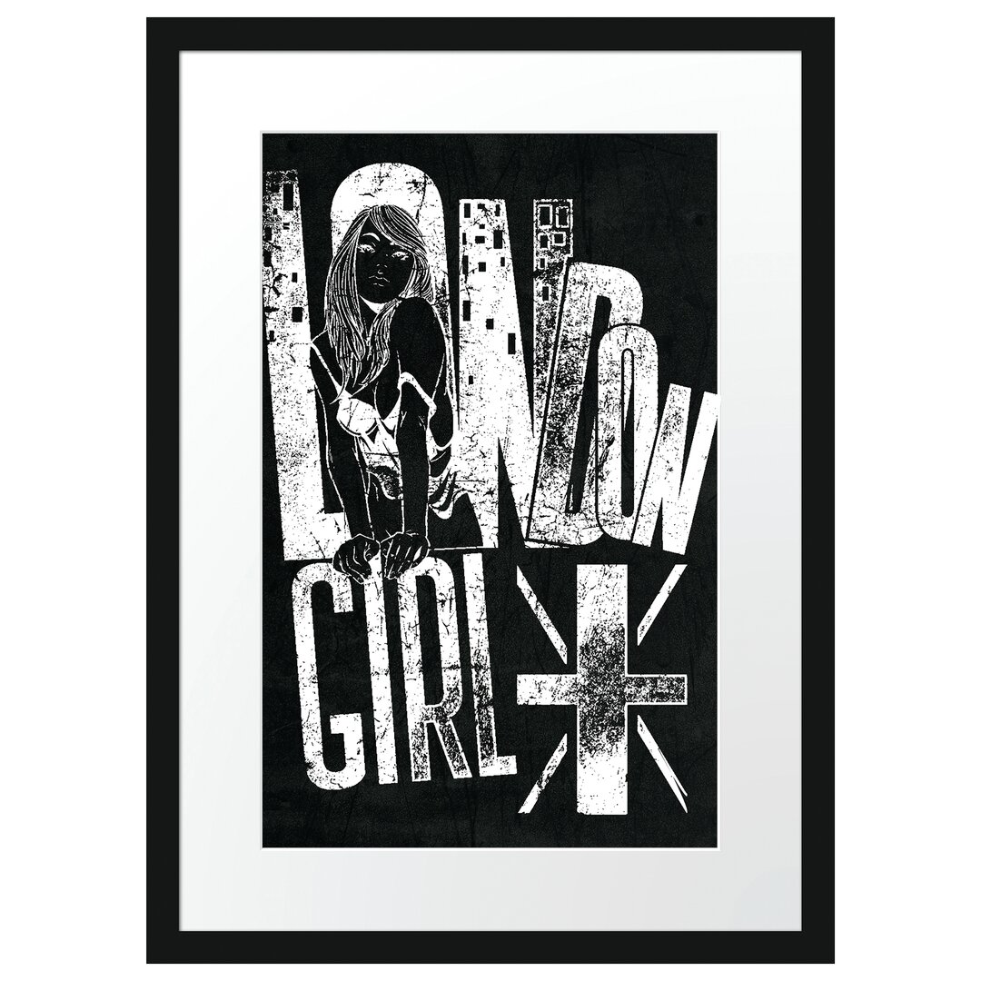 Gerahmtes Poster London-Girl Black