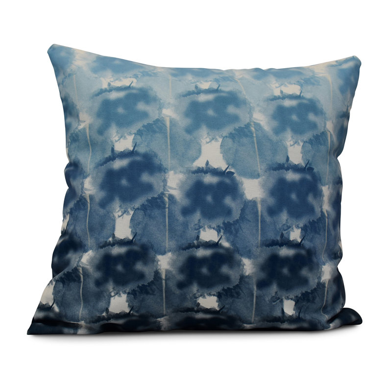 Intercoastal Waterway Abstract Reversible Throw Pillow, 18" H x 18" W, Blue