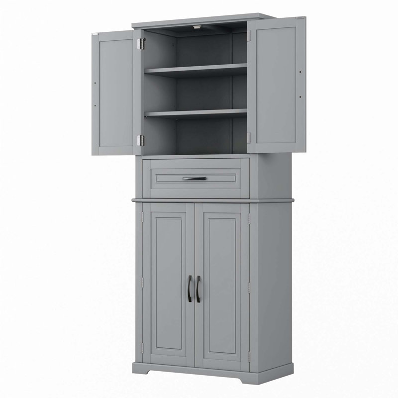 Bathroom Storage Cabinet With Adjustable Shelf, Gray