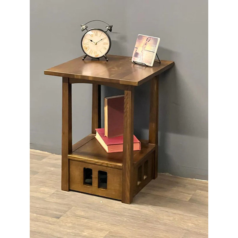 Hardester Solid Wood End Table, Walnut