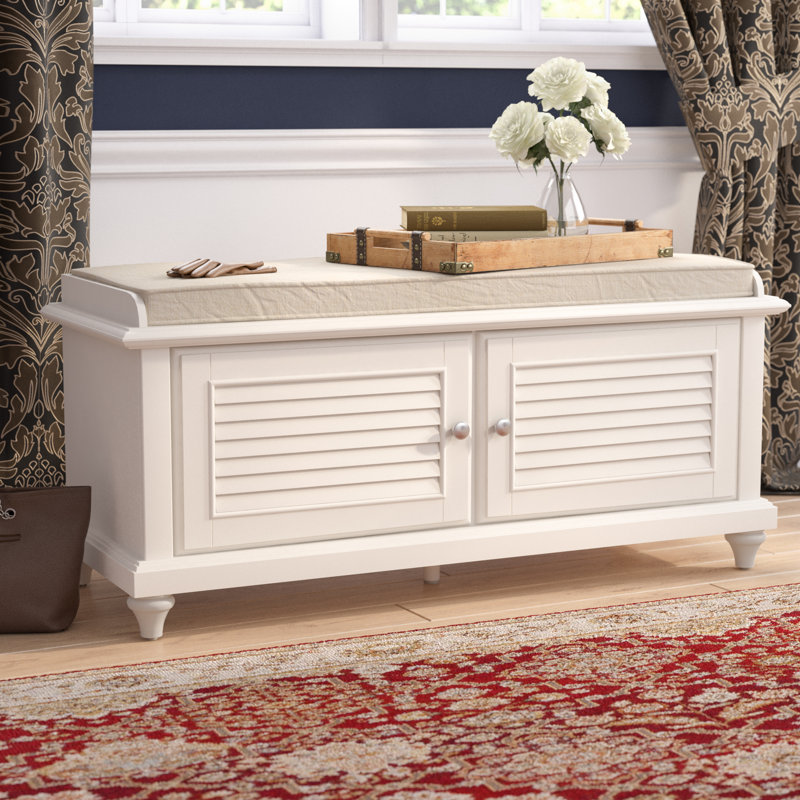 Banc de rangement avec armoires Ribbs, Blanc