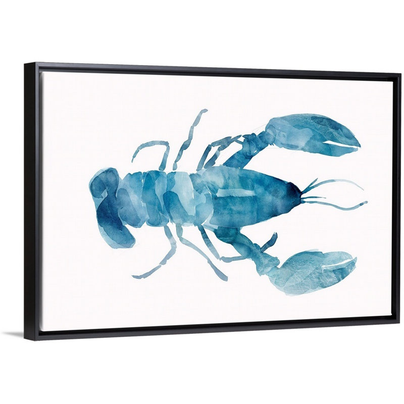 Reproduction d’art sur toile, "Blue Lobster" par Isabelle Z, Cadre noir, H 14 po x l 20 po x P 1,75 po