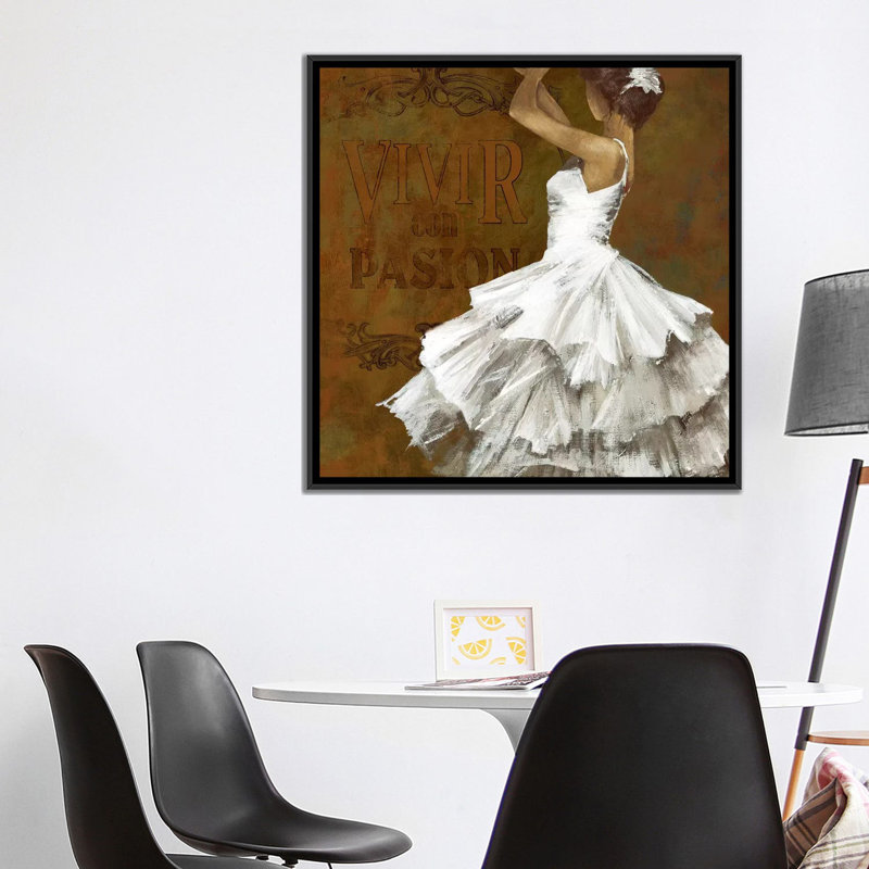 «La Dance II», impression sur toile, H 18 po x l 18 po x P 1,5 po, Toile avec cadre noir, Pas de tapis